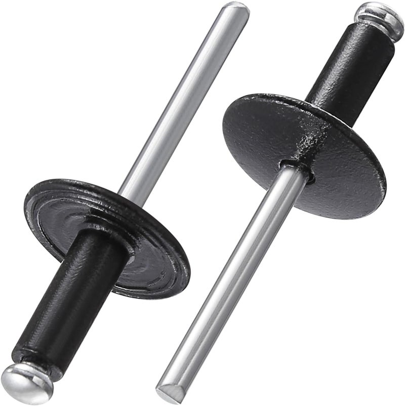 Wensilon (150 pcs) 3/16 * 1/2" Large Cap Open End Black Aluminum Blind Rivets,5 * 13 Blind Rivet - Image 1